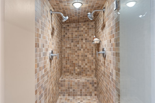 bathroom featuring a tile shower