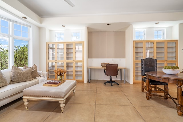 interior space featuring light tile patterned flooring