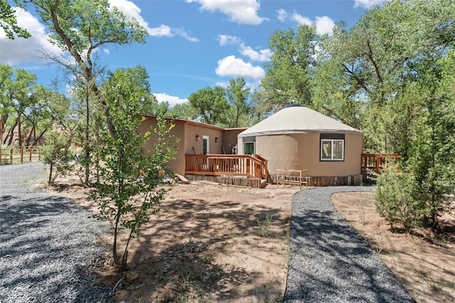 view of front of house with a deck