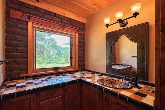 125 Tierra Del Dios, Rowe, NM 87562 - bathroom with wood ceiling