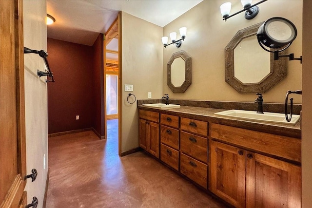 125 Tierra Del Dios, Rowe, NM 87562 - full bathroom with a sink, baseboards, finished concrete flooring, and double vanity