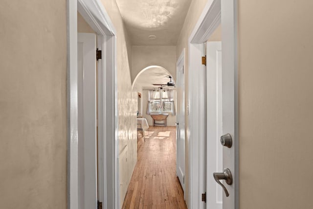 corridor with light wood-type flooring