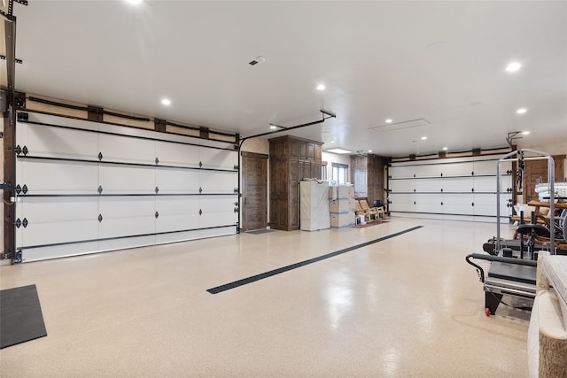 garage with recessed lighting