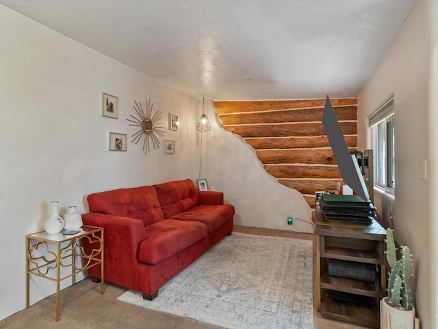 view of carpeted living area