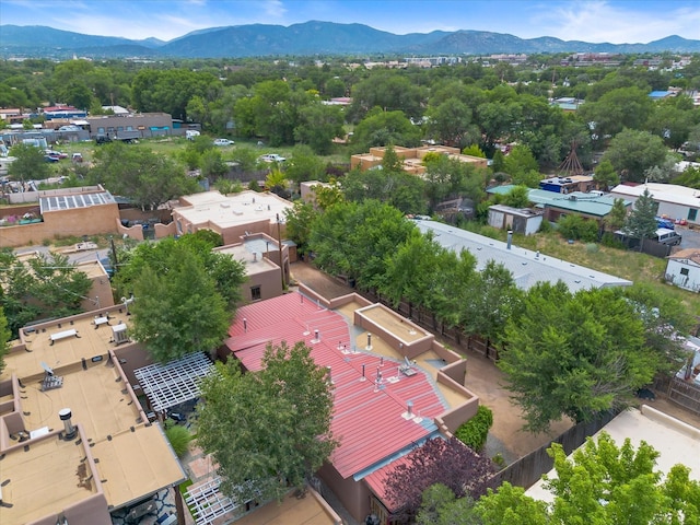 drone / aerial view featuring a mountain view