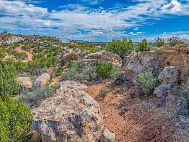 bird's eye view with a mountain view