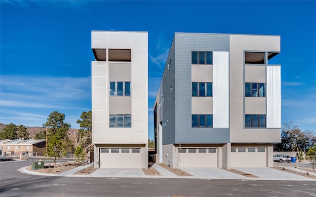 view of building exterior featuring a garage