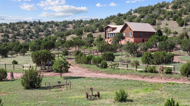 aerial view featuring a rural view