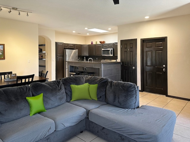 view of tiled living room