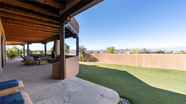 view of yard with outdoor lounge area and a patio area