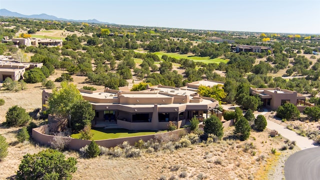 drone / aerial view featuring a mountain view