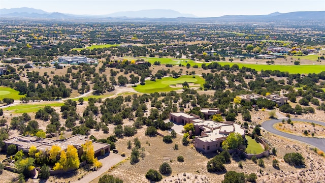 drone / aerial view featuring a mountain view