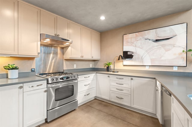 kitchen featuring white cabinets and stainless steel appliances