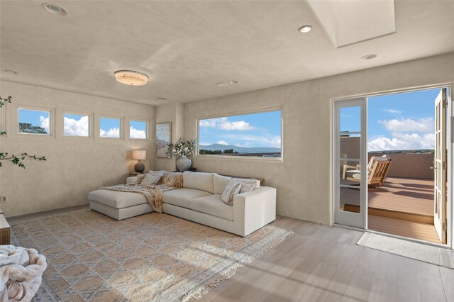 living room featuring light wood-type flooring