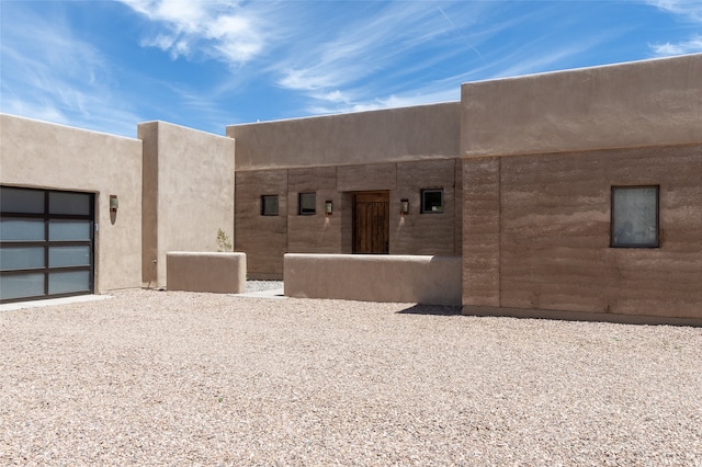 exterior space featuring a garage