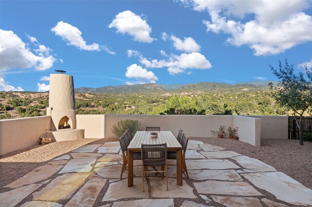 view of patio featuring a mountain view