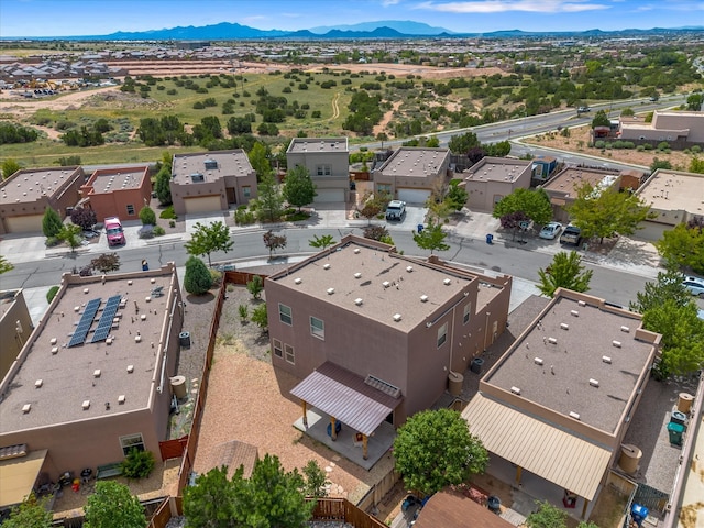 bird's eye view featuring a mountain view and a residential view