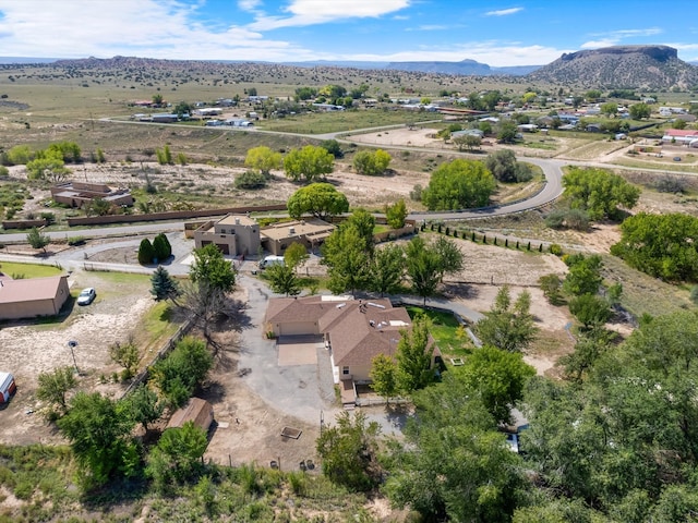 drone / aerial view featuring a mountain view