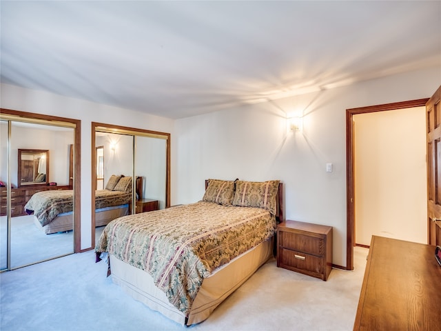 bedroom with light carpet