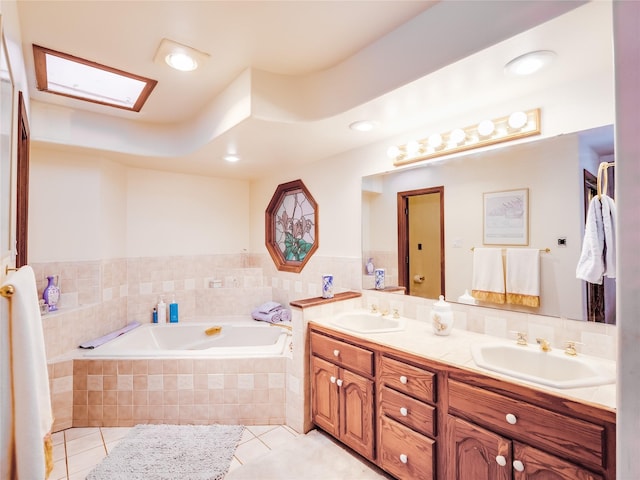 2176 La Tierra, Los Alamos, NM 87544 - full bathroom with tile patterned floors, double vanity, a bath, and a sink