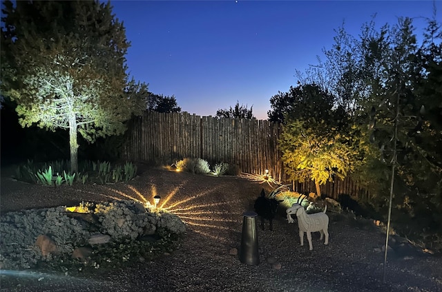 view of yard at dusk