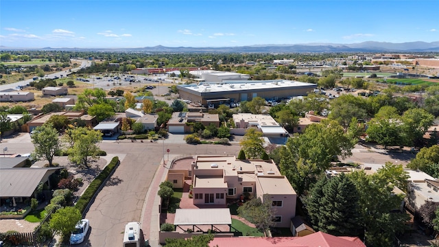 drone / aerial view featuring a mountain view