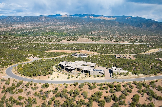 bird's eye view with a mountain view