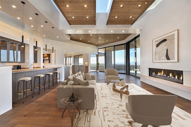 building lobby with a water view and sink