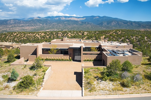 aerial view with a mountain view