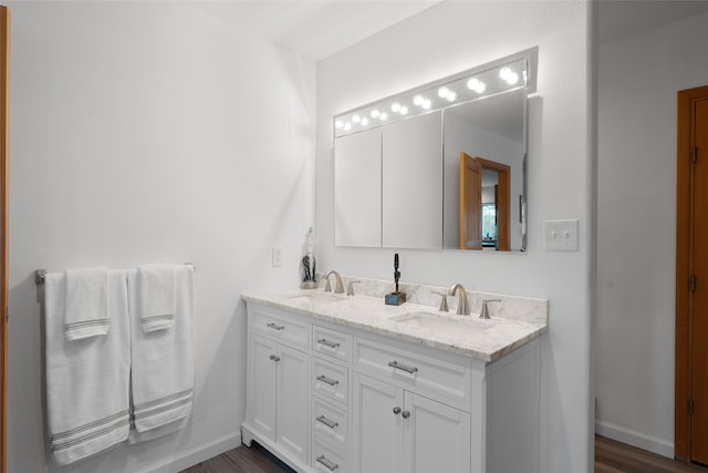 bathroom featuring wood-type flooring and vanity