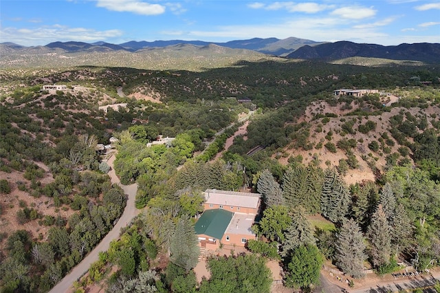 birds eye view of property with a mountain view