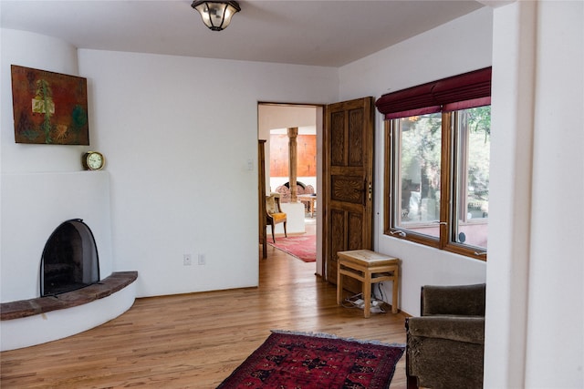 living room featuring light wood-type flooring