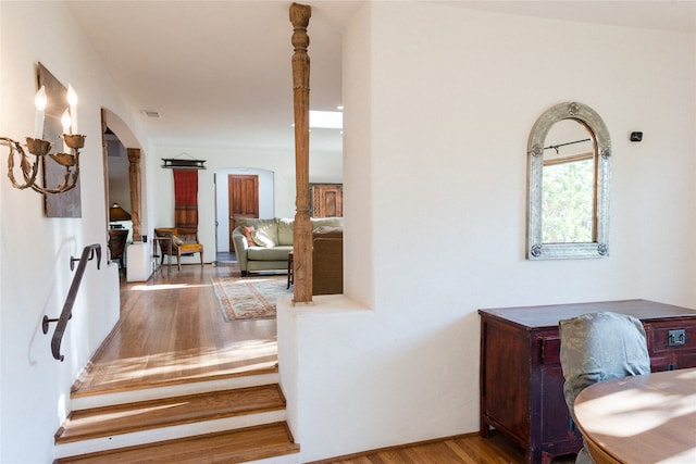 interior space with light hardwood / wood-style floors