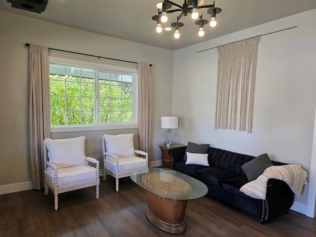 living room featuring dark hardwood / wood-style flooring