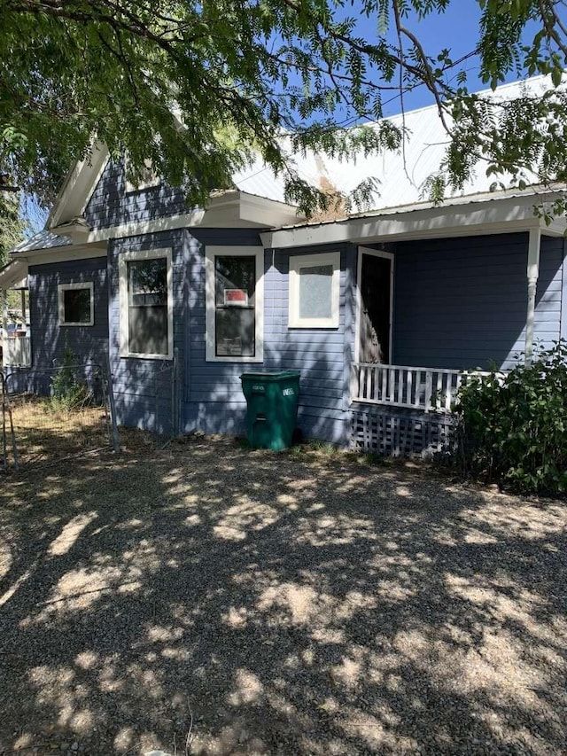 view of home's exterior with a porch