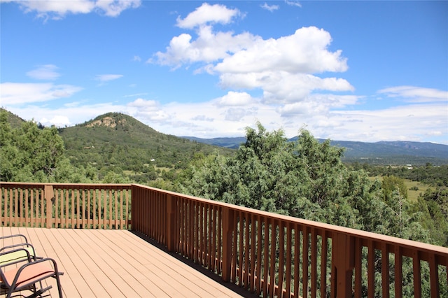 deck featuring a mountain view