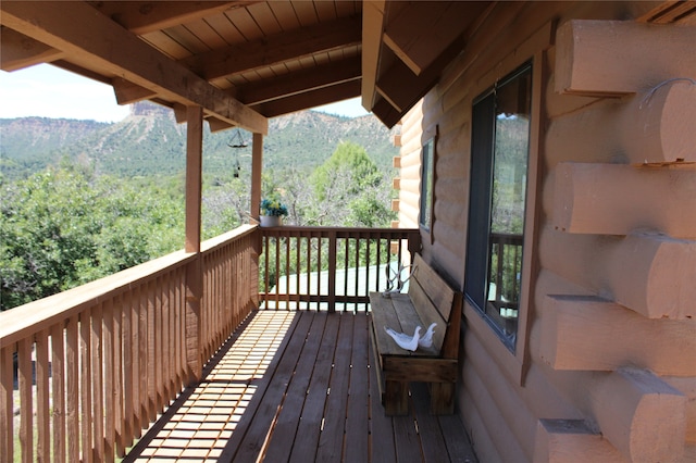 deck featuring a mountain view