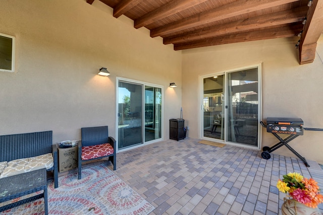 view of patio featuring a grill