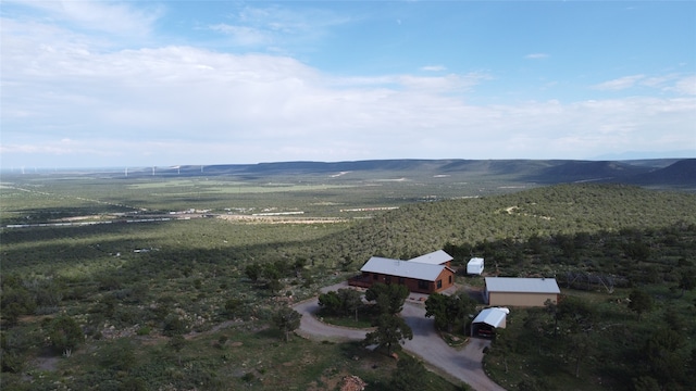 birds eye view of property with a mountain view