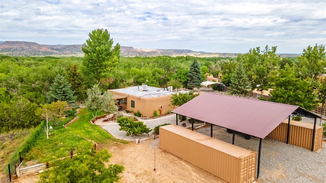 birds eye view of property featuring a mountain view