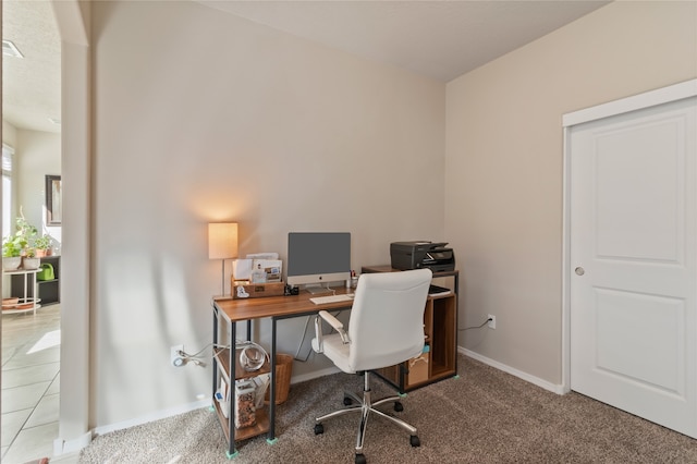 office space with carpet flooring