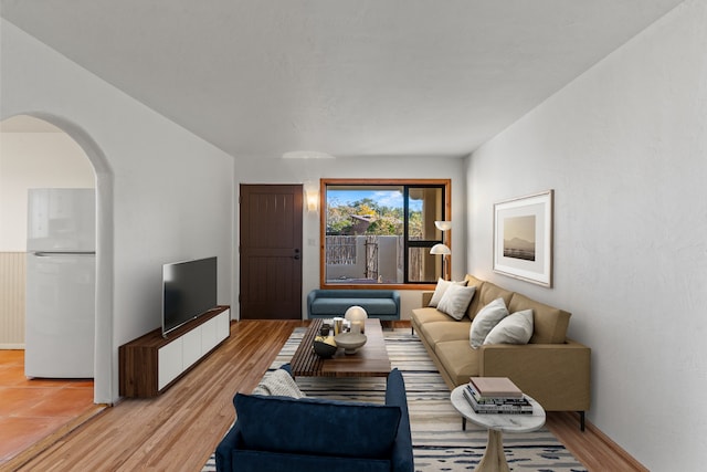 living room with light wood-type flooring