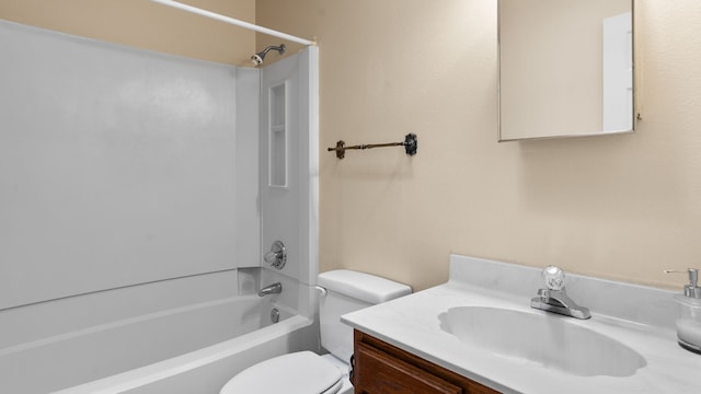 full bathroom featuring vanity, toilet, and bathing tub / shower combination