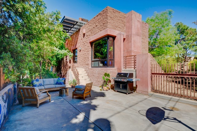 view of patio / terrace featuring grilling area and an outdoor hangout area