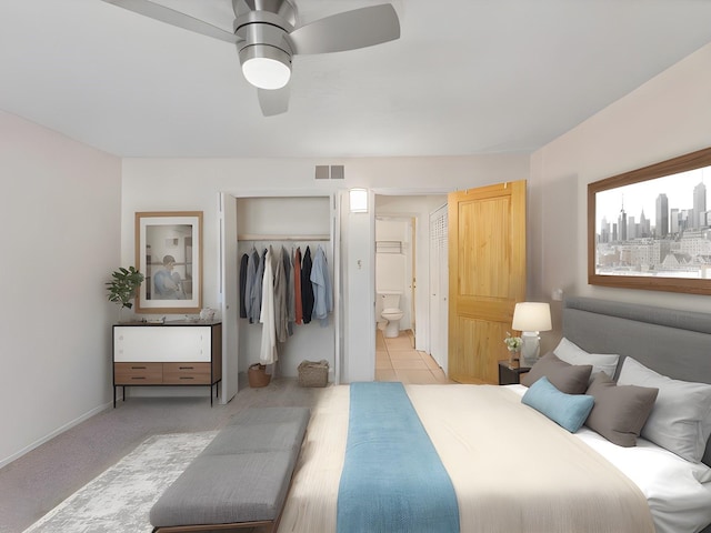 505 Oppenheimer Dr Unit 511, Los Alamos, NM 87544 - bedroom featuring ensuite bathroom, ceiling fan, and a closet