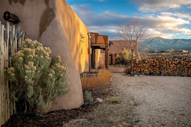 view of side of property featuring a mountain view