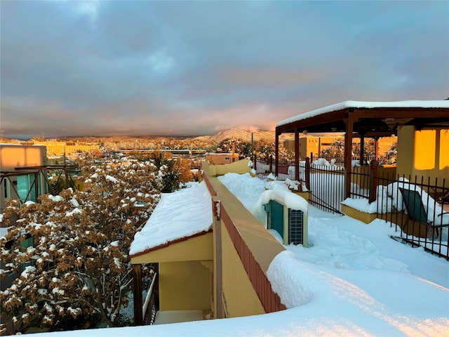 exterior space with a mountain view and a gazebo