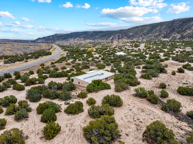 birds eye view of property with a mountain view