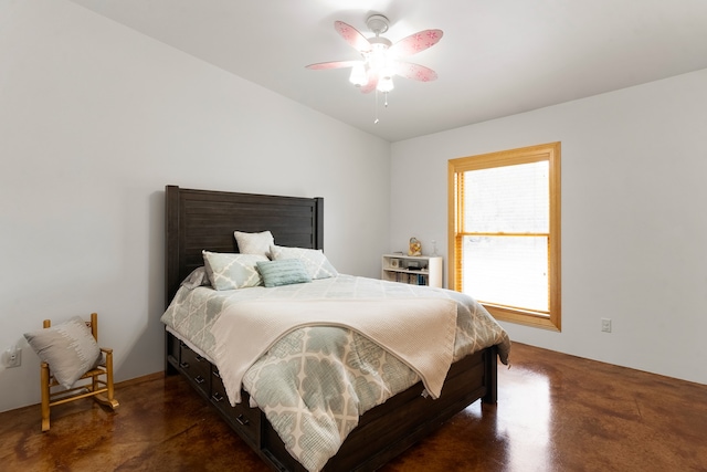 bedroom featuring ceiling fan