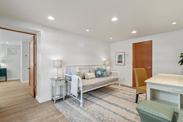 bedroom with light wood-type flooring